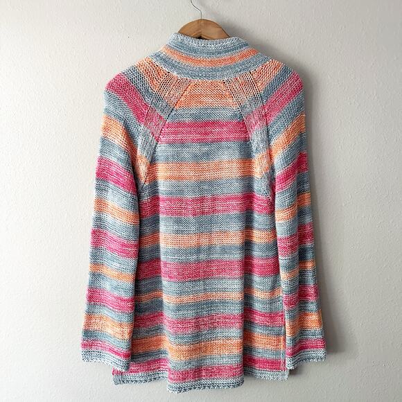 J. Jill Blue Blue/Pink Striped Pullover Cotton Linen Sweater women’s size medium - Picture 7 of 10
